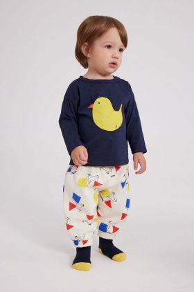 Bobo Choses pantaloni de trening din bumbac pentru bebeluși culoarea alb, modelator