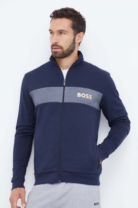 BOSS bluză lounge culoarea albastru marin, cu imprimeu