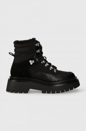 Pepe Jeans bocanci QUEEN ICE femei, culoarea negru, cu toc plat, izolat, PLS50498