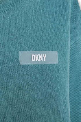 Dkny hanorac de bumbac pentru copii culoarea verde, cu glugă, neted