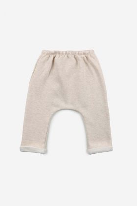 Bobo Choses pantaloni de trening din bumbac pentru bebeluși culoarea bej, cu imprimeu