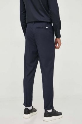 Armani Exchange pantaloni barbati, culoarea albastru marin, drept