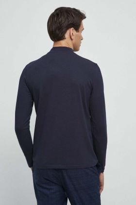 Medicine longsleeve barbati, culoarea albastru marin, neted