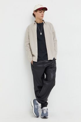 Abercrombie & Fitch camasa barbati, culoarea bej, cu guler button-down, regular