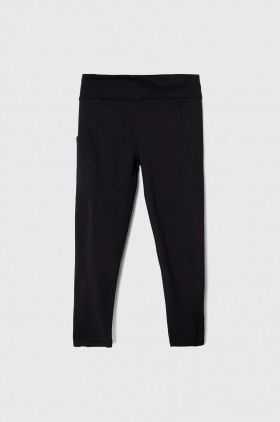 Abercrombie & Fitch leggins copii culoarea negru, neted