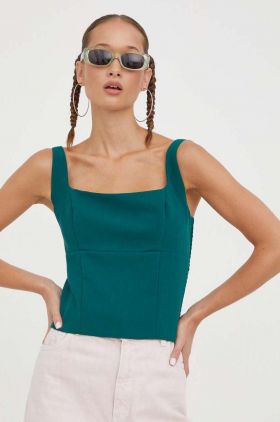 Abercrombie & Fitch top culoarea verde