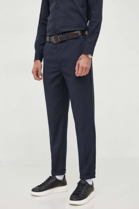 Armani Exchange pantaloni barbati, culoarea albastru marin, drept
