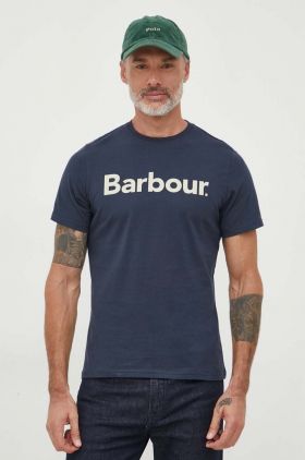 Barbour tricou din bumbac culoarea albastru marin, cu imprimeu