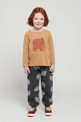 Bobo Choses pantaloni de trening din bumbac pentru copii culoarea gri, modelator