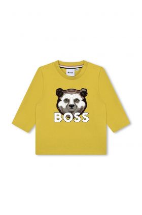 BOSS longsleeve din bumbac pentru bebeluși culoarea verde, cu imprimeu