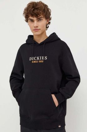 Dickies bluză bărbați, culoarea negru, cu glugă, cu imprimeu