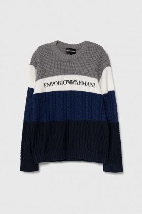 Emporio Armani pulover de lână pentru copii culoarea gri