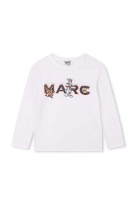 Marc Jacobs longsleeve din bumbac pentru copii culoarea alb, cu imprimeu