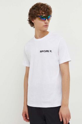 Rip Curl tricou din bumbac culoarea alb, cu imprimeu