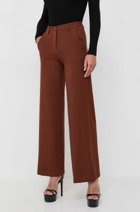 Silvian Heach pantaloni femei, culoarea maro, lat, high waist