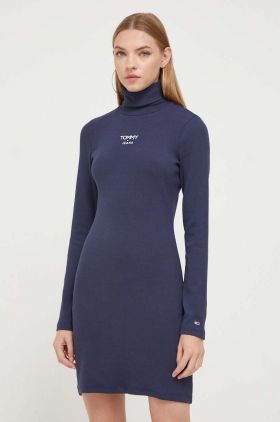 Tommy Jeans rochie culoarea bleumarin, mini, mulată DW0DW16481