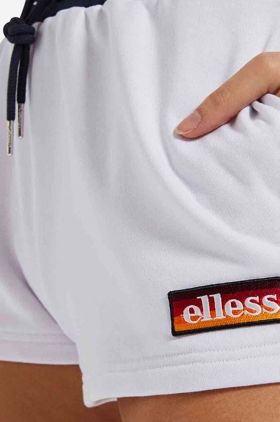 Ellesse pantaloni scurți Tang femei, culoarea alb, cu imprimeu, medium waist SGI11073-WHITE