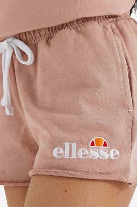 Ellesse pantaloni scurți din bumbac Colieur culoarea roz, cu imprimeu, medium waist SGM14015-PINK