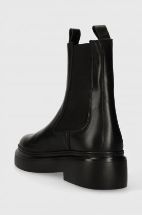 GARMENT PROJECT ghete chelsea de piele June Chelsea femei, culoarea negru, cu toc plat, GPW2406