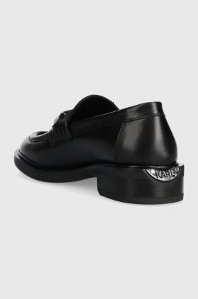 Karl Lagerfeld mocasini de piele PAYTON femei, culoarea negru, cu toc plat, KL41420