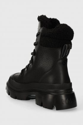 Karl Lagerfeld ghete de piele TREKKA MAX KC femei, culoarea negru, cu platforma, izolat, KL43563