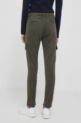 Pepe Jeans pantaloni Cruise femei, culoarea verde, mulata, high waist