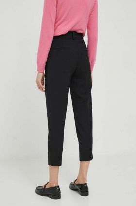 United Colors of Benetton pantaloni femei, culoarea negru, drept, high waist