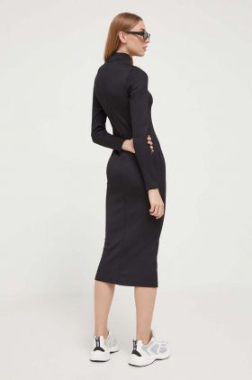 HUGO rochie culoarea negru, midi, mulata