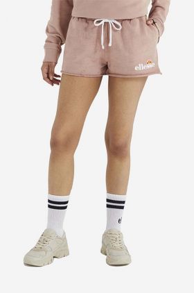 Ellesse pantaloni scurți din bumbac Colieur culoarea roz, cu imprimeu, medium waist SGM14015-PINK