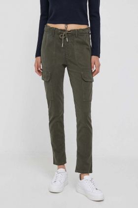 Pepe Jeans pantaloni Cruise femei, culoarea verde, mulata, high waist