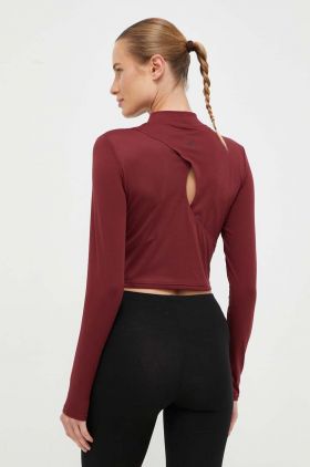 adidas Performance longsleeve de yoga Studio culoarea bordo, cu turtleneck