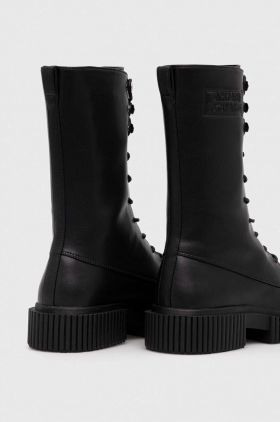 Armani Exchange botine femei, culoarea negru, cu toc plat, XDN028.XV748.K001