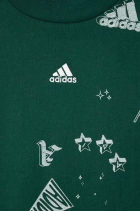 adidas tricou de bumbac pentru copii J BLUV Q3 AOPT culoarea verde, modelator