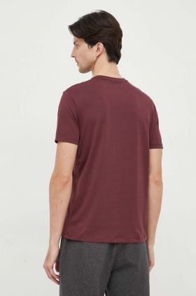 Armani Exchange tricou din bumbac culoarea bordo, cu imprimeu