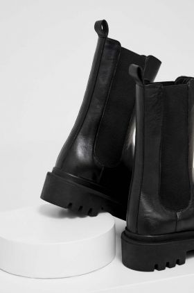 Answear Lab ghete chelsea de piele X limited collection NO SHAME femei, culoarea negru, cu toc plat