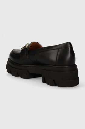 Charles Footwear mocasini de piele Vloglola femei, culoarea negru, cu platforma, Vloglola.Loafer.Black