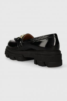 Charles Footwear mocasini de piele Zulia femei, culoarea negru, cu platforma, Zulia.Loafer.Black