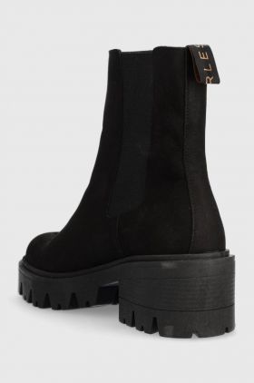 Charles Footwear cizme din piele intoarsa Diana femei, culoarea negru, cu platforma, Diana.Boots.Black