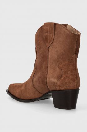 Charles Footwear cizme de cowboy din piele intoarsa Viola femei, culoarea maro, cu toc drept, Viola.Western.B.L.C