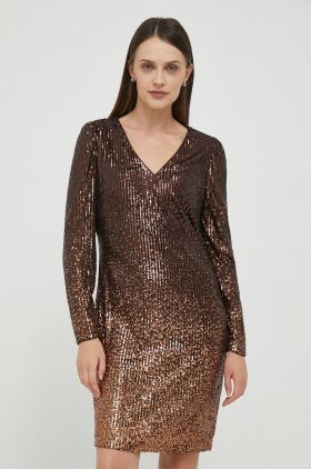 Dkny rochie culoarea maro, mini, drept