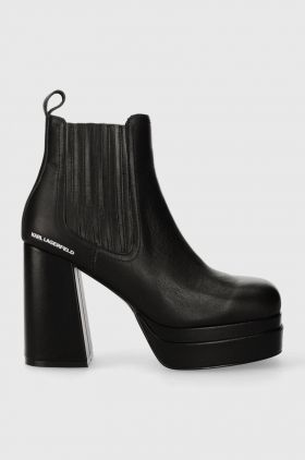 Karl Lagerfeld ghete chelsea de piele STRADA femei, culoarea negru, cu toc drept, KL30143