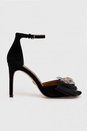 Kurt Geiger London sandale din piele intoarsa Kensington Bow Sandal culoarea negru, 9989100209