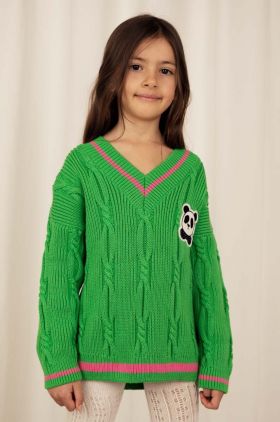 Mini Rodini pulover de bumbac pentru copii culoarea verde, light