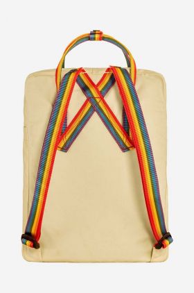 Fjallraven rucsac Rainbow Kanken culoarea bej, mare, cu imprimeu F23620.115.907-907