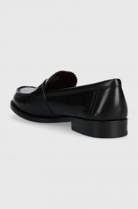 Tory Burch mocasini de piele CLASSIC LOAFER femei, culoarea negru, cu toc plat, 150907-006