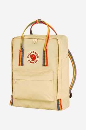 Fjallraven rucsac Rainbow Kanken culoarea bej, mare, cu imprimeu F23620.115.907-907