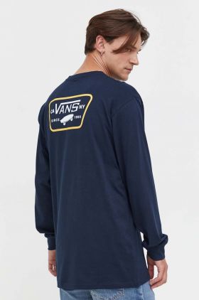 Vans longsleeve din bumbac culoarea albastru marin, cu imprimeu