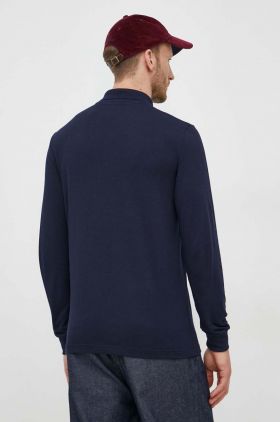 Lacoste longsleeve barbati, culoarea albastru marin, neted