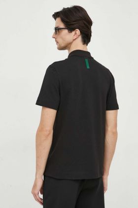 Lacoste tricou polo barbati, culoarea negru, neted