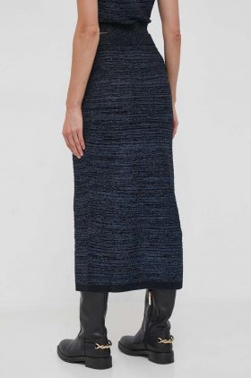 Sisley fusta culoarea albastru marin, midi, creion